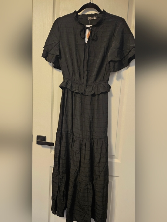 PrettyGarden Dresses & Skirts - Black Ruffle-Tier Maxi Dress with Puff Sleeves